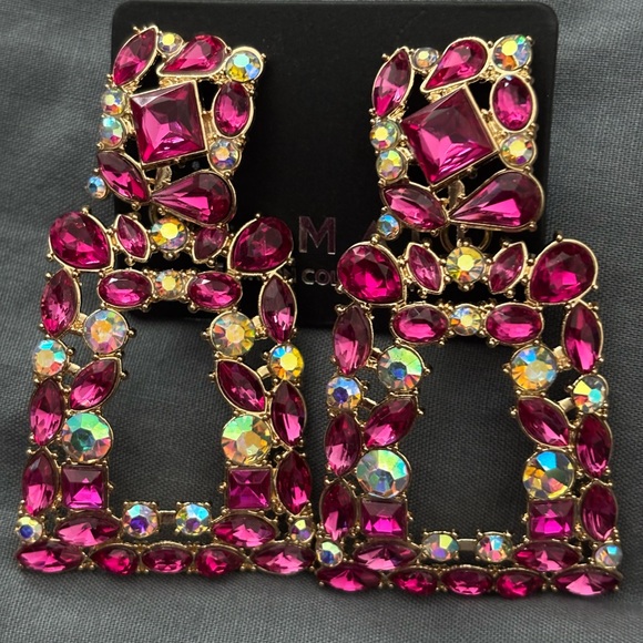 Source Unknown Jewelry - Kelmall Rhinestone Crystal pink statement Earrings NWT